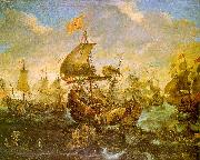 Andries van Eertvelt The Battle of the Spanish Fleet with Dutch Ships in May 1573 During the Siege of Haarlem USA oil painting reproduction